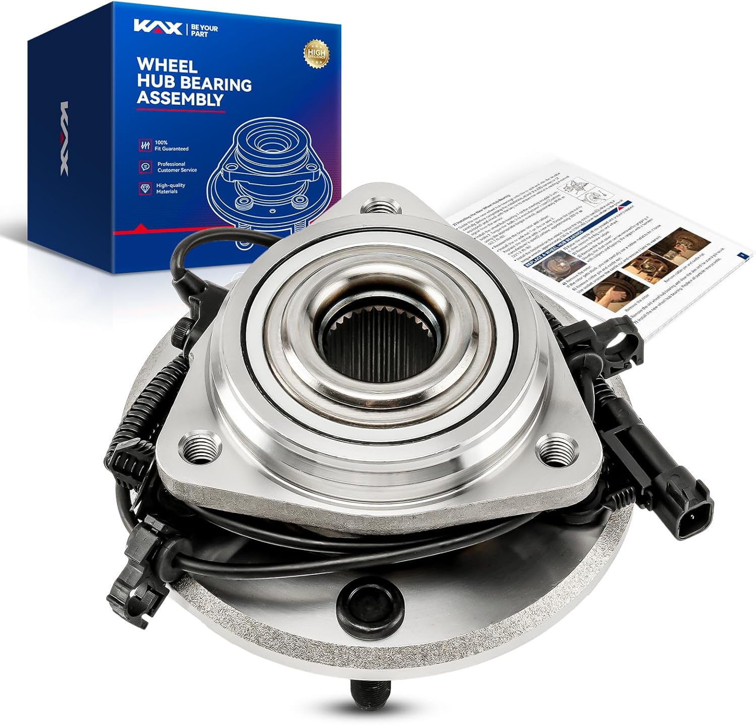 KAX 513272 1PC Front Wheel Hub Bearing Compatible with Jeep Wrangler 2007-2010,W/ABS 5 Lugs Wheel Bearing and Hub Assembly