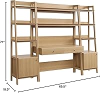 Vista 3 de Modway Bixby - Escaparate de escritorio y estantería de 3 piezas para oficina en casa en roble