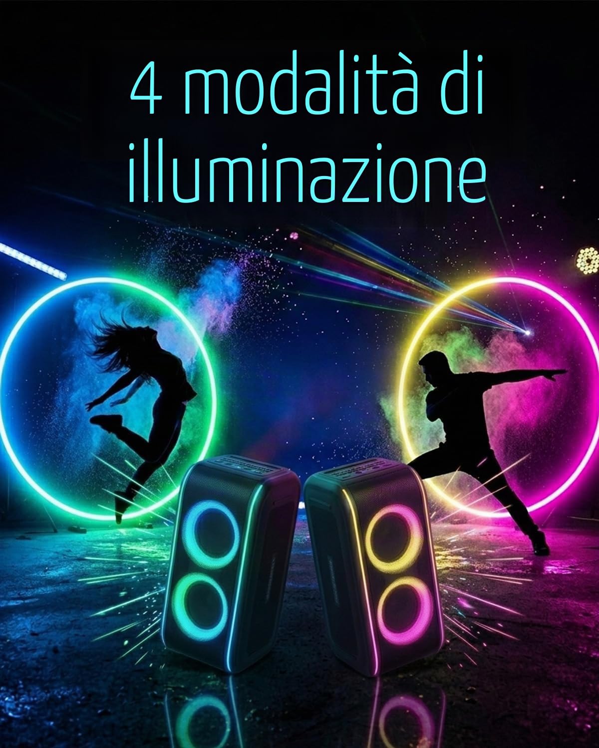 GKD62 Macchina Karaoke, Cassa Bluetooth 400W con 2 Microfoni Wireless