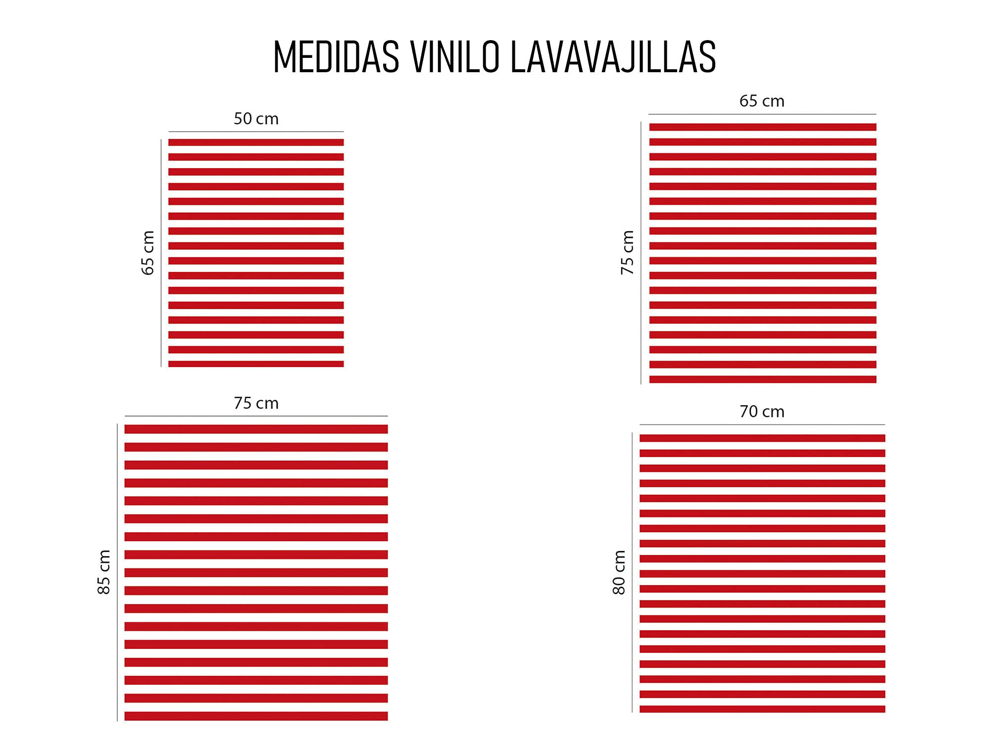 Oedim Pack Vinilo para Frigorífico + Vinilo para Lavavajillas Rayas Rojo, Adhesivo Resistente y Económico, Pegatina Adhesiva Decorativa de Diseño Elegante