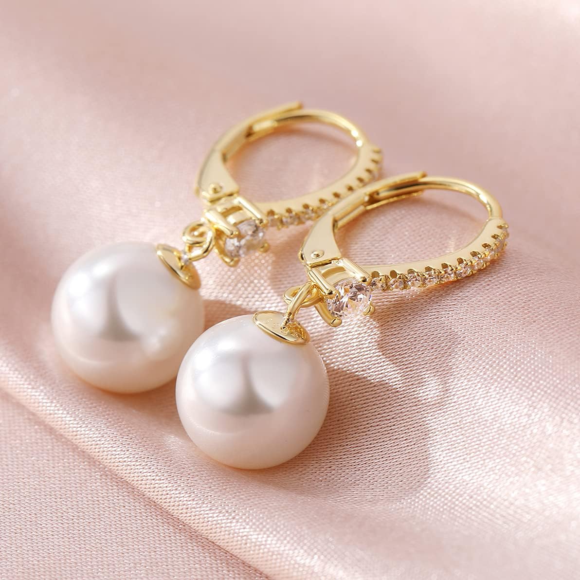 Jiamiaoi Pearl Dangle Earrings 925 Sterling Silver Pearl Earrings for Women 10mm White/Black Pearls - Image 6