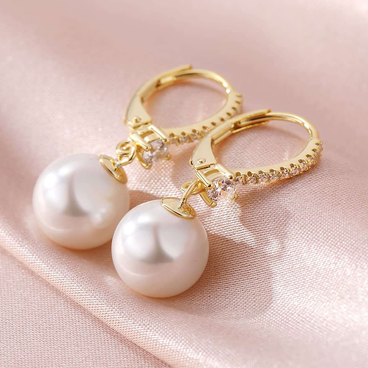 jiamiaoi Boucles D'Oreilles Perle Femme Argent 925, Boucle D'Oreille Perle Blanche Pendante Bijoux Femme