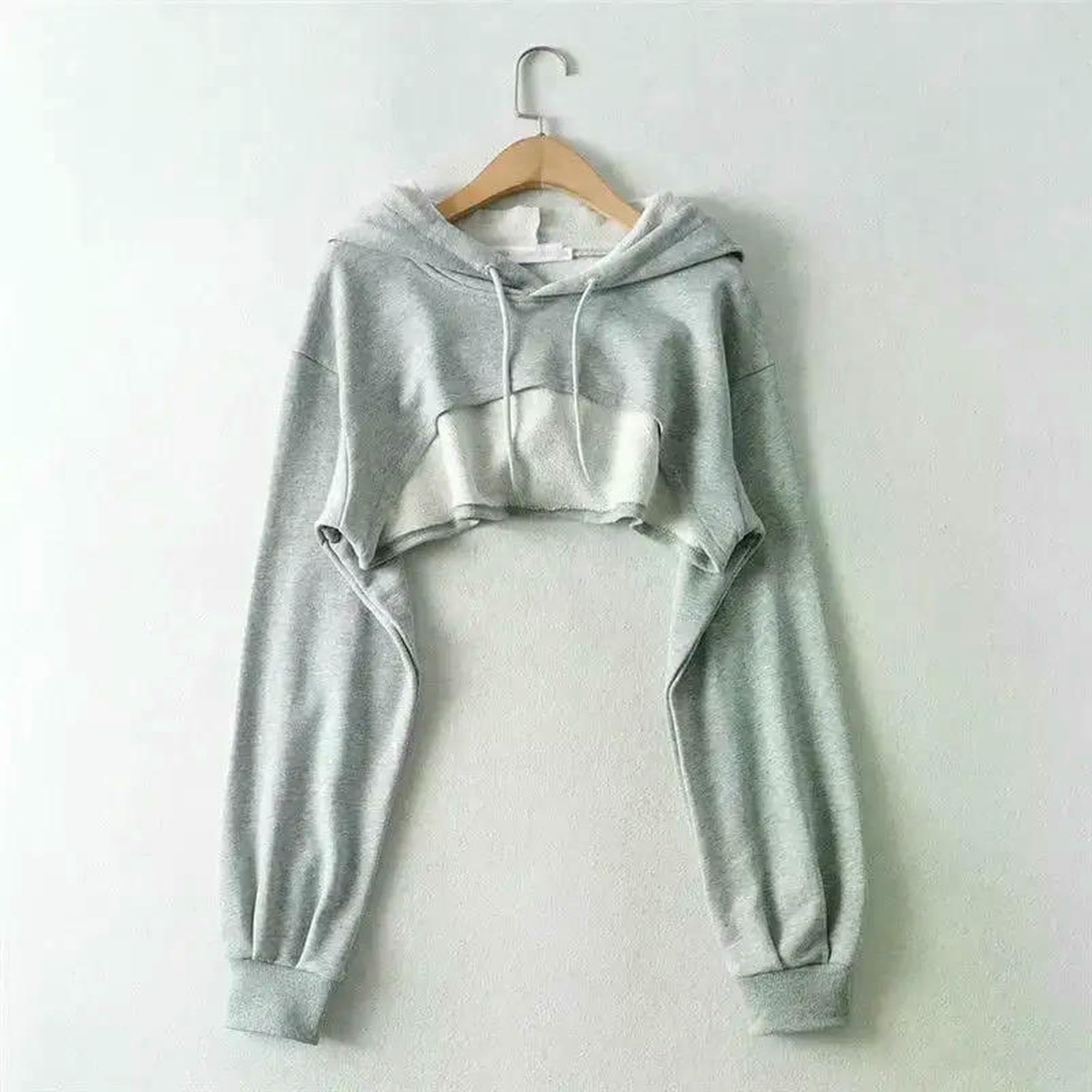 Bluza z kapturem Kobieca Osobowość Nieregularne Crop Ultra Krótki Styl Długi Rękaw Top Drop Shipping Bluza Y2k Ubrania