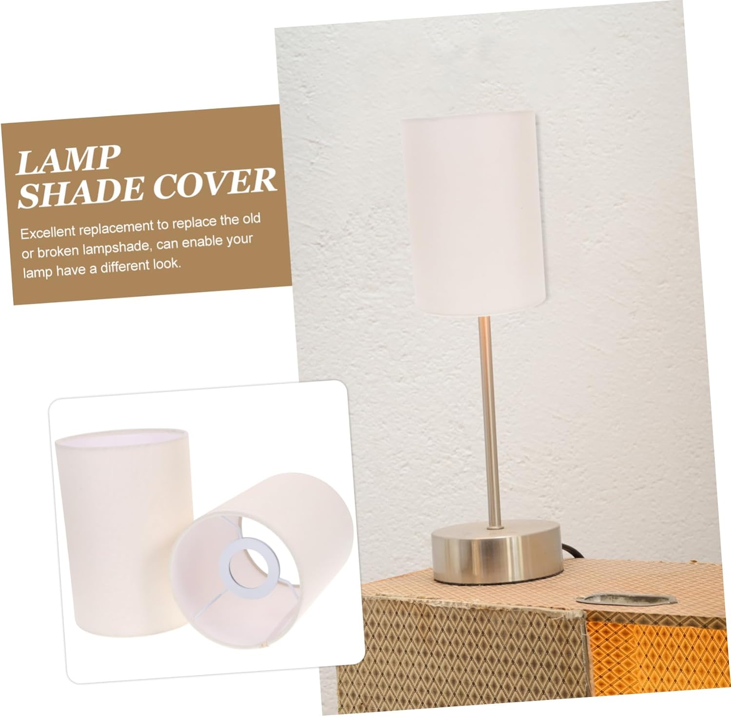 2Pcs Round Fabric Lamp Shade Linen Table Light Cover for Living Room and Pendant Lighting Adjustable Height Natural Burlap Material