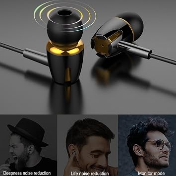 Wired Earbuds - Surround Sound Noise ReductionIn-Ear Headphones | Heavy Bass In-ear Headphones, Skin-Friendly Silicone Hat, For Sports, Computer, Phone, 3.5mm Jack Devices