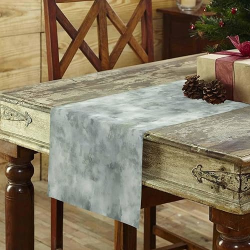 Miniatura 3 de Sage Green Gray Table Runner 72 Inches Long for Dining Table Decor,Abstract Modern Street Painting Art Ombre Burlap Linen Farmhouse Table Runner