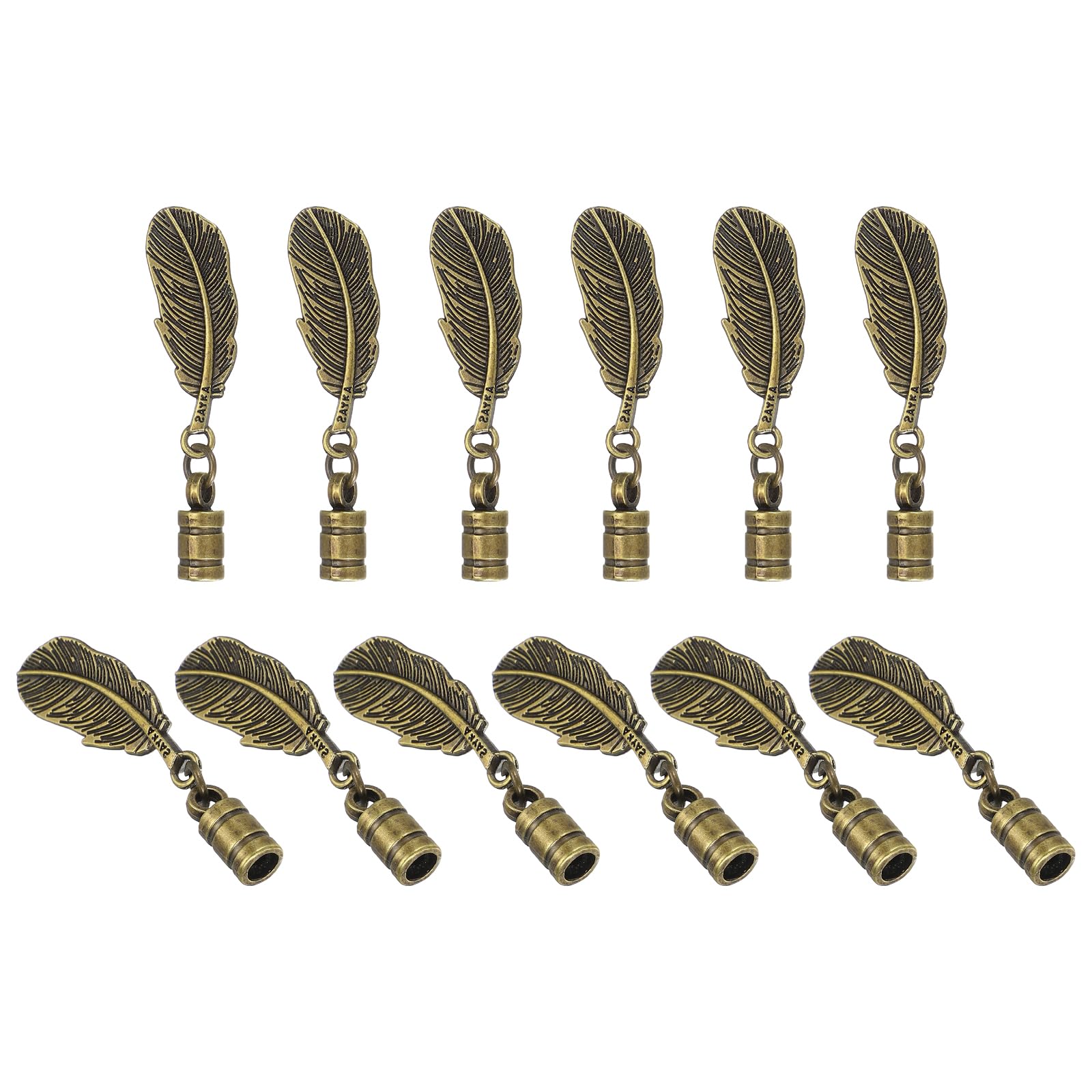 Extrémités de bolo tie plume bronze 12 pcs fourniture coque de fin de cordon 5 mm