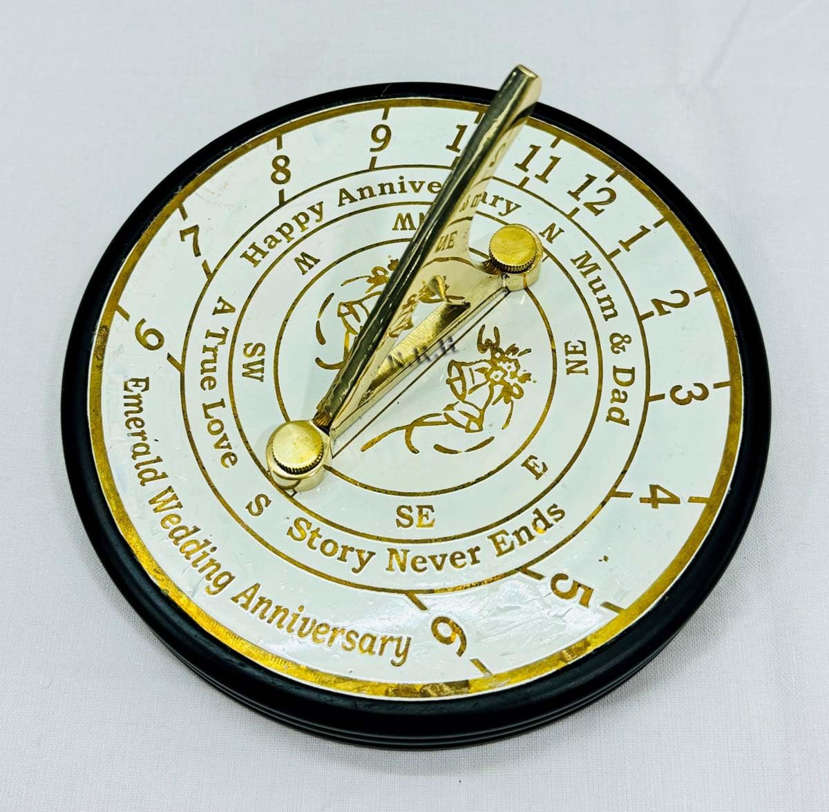 Reloj solar de aniversario de boda para padres, abuelos, amigos, marido o esposa, parejas, brújula única para él y ella