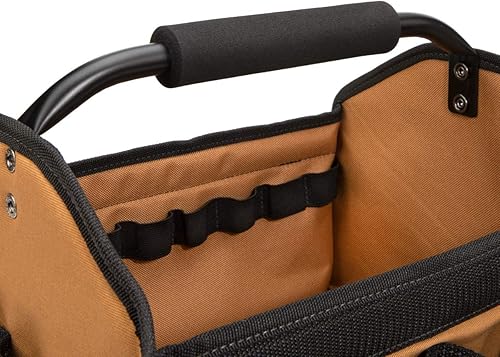 Miniatura 4 de Dickies Organizador de bolsas de herramientas de lona duradera de 12 pulgadas, 12 bolsillos exteriores, 16 trabillas para herramientas, grisbronceado