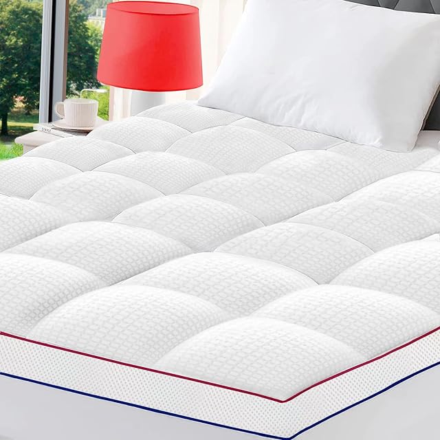 Matelas extra épais Topper Queen Taille hiver chaud Matelas Pad Cover 800GSM 400 TC Matelas Protecteur Oreiller respirant Top 8-21 pouces Elastic Deep Pocket - Surrempli avec Alternative de descente(60"x80")