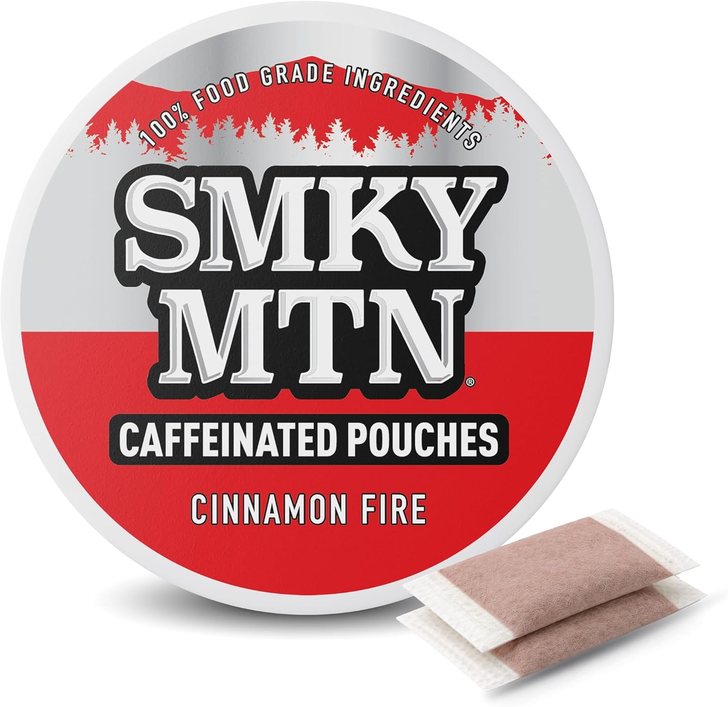 Smokey Mountain Caffeinated Pouches - Cinnamon Fire - Tobacco Free and Nicotine Free - 1 Can - 15 Pouches Per Can