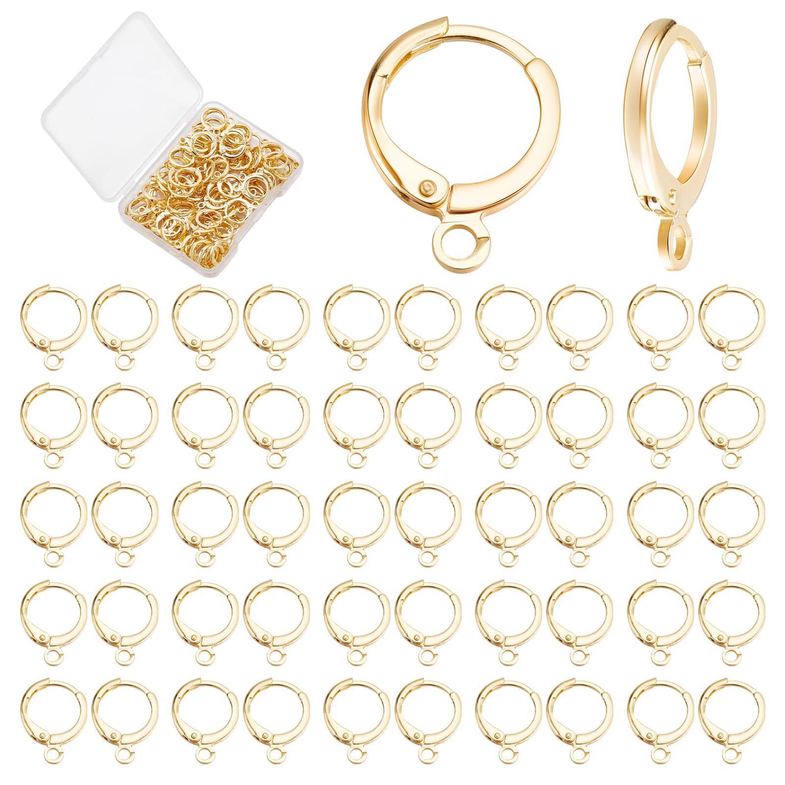 Crochets boucles d'oreilles laiton plaqué or 18k apprêts bijoux dormeuses ronds x100