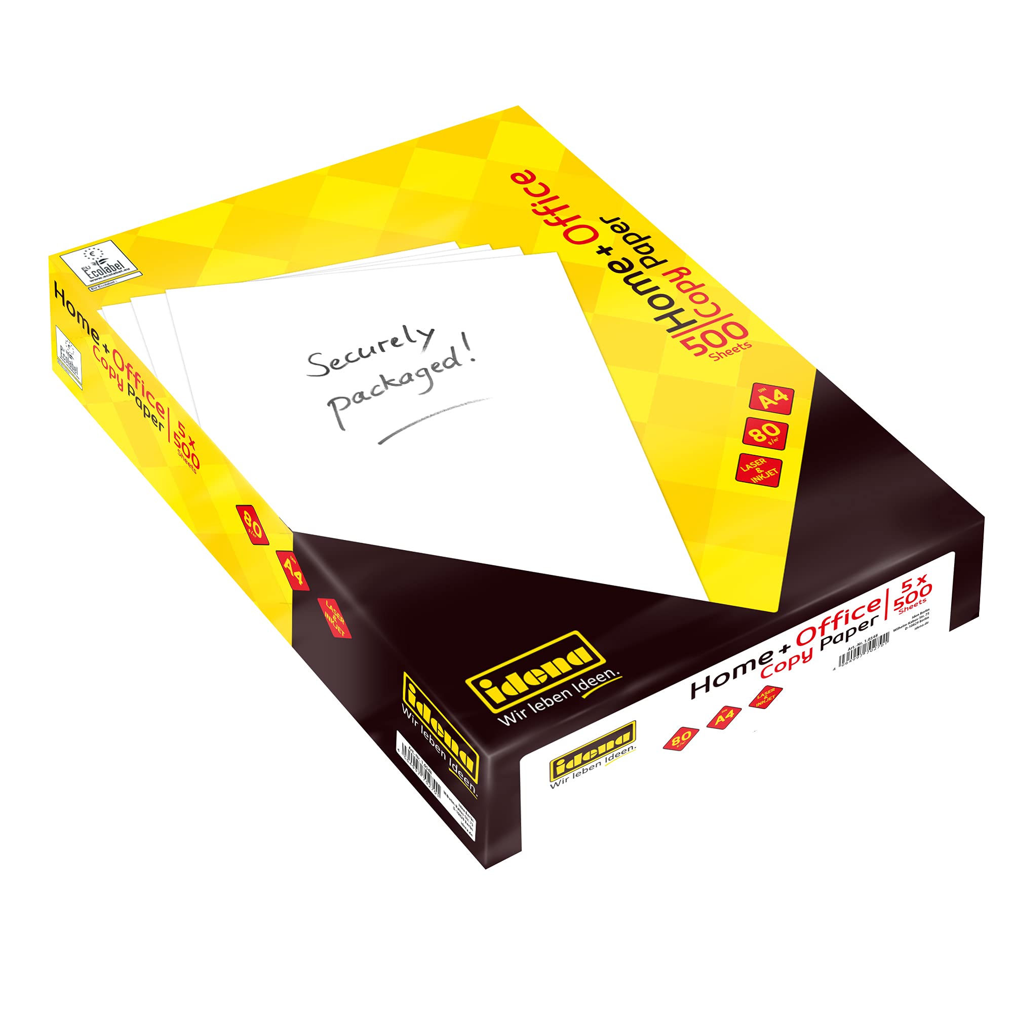 Idena Idena 10548 Copier Paper DIN A4 500 Sheets White 80 g/m² EU Ecolabel Suitable for Laser and Inkjet with Tear-Resistant Film Protective Packaging - Image 2