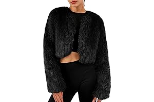 Women's Classy Faux Fur Black Cropped Coat