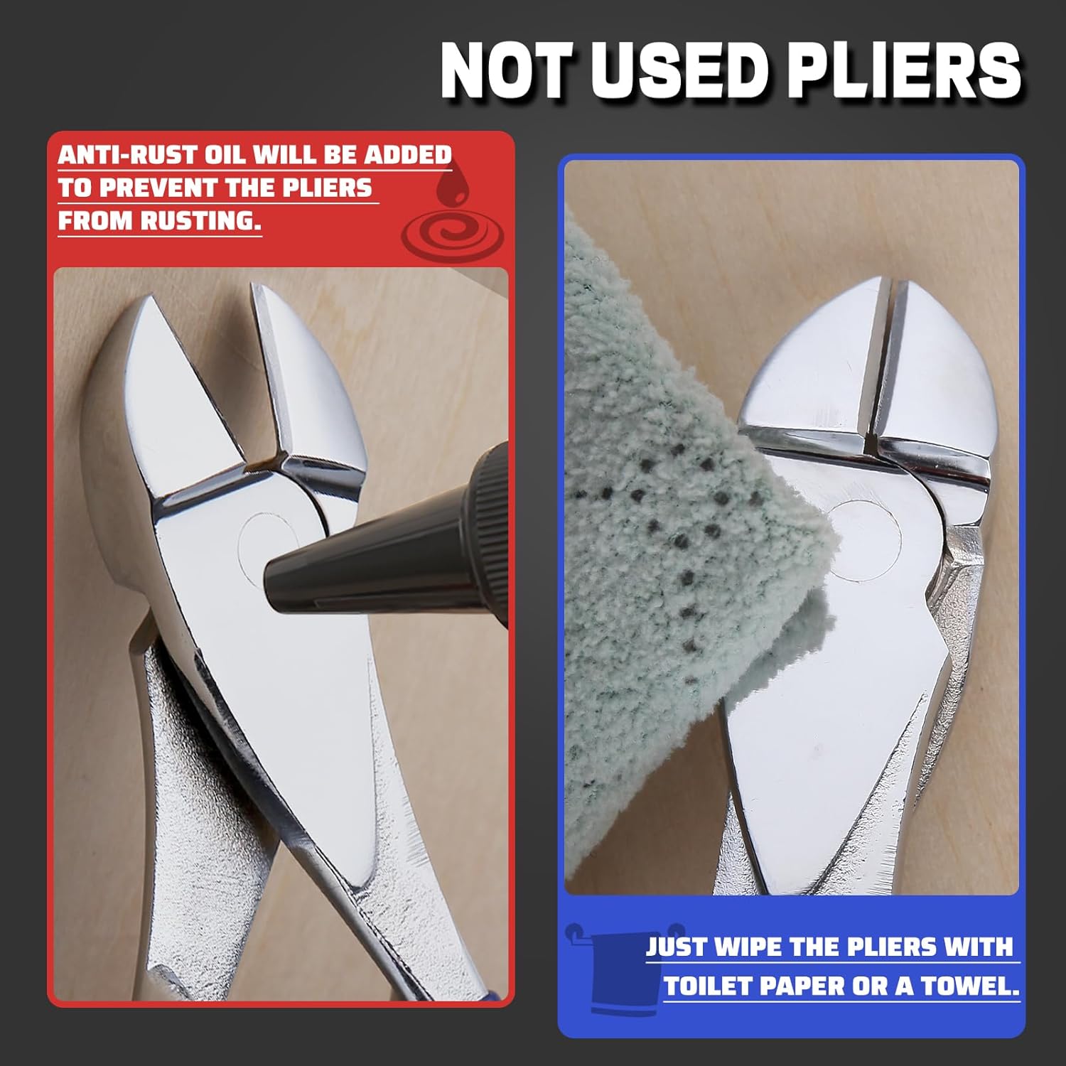Diagonal Cutting Pliers 8" Side Cutter with Anti-Slip Handle Wire Nippers