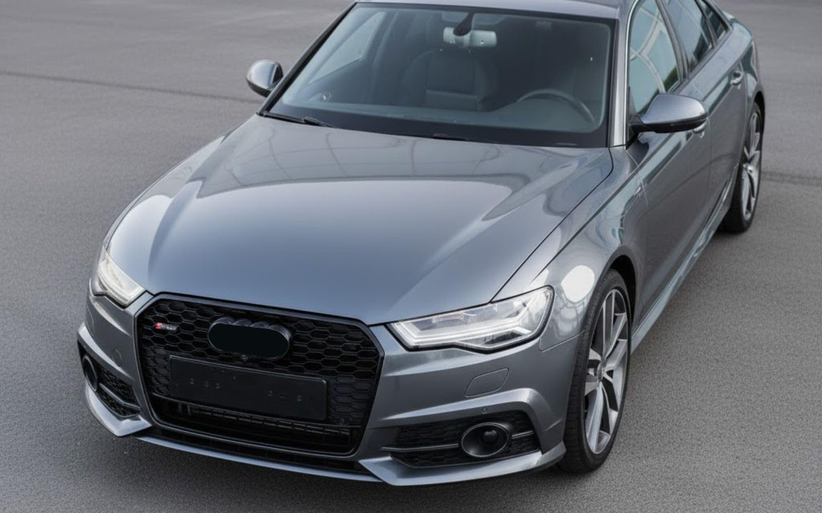 Mptuned Kühlergrill RS6 stil Grill glänzend schwarz kompatibel für Audi A6 C7.5 2015-2018 mit logo