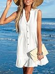 CUPSHE Women Swimsuit Coverup 100% Cotton Ruffle Hem Beach Cover Up Dresses