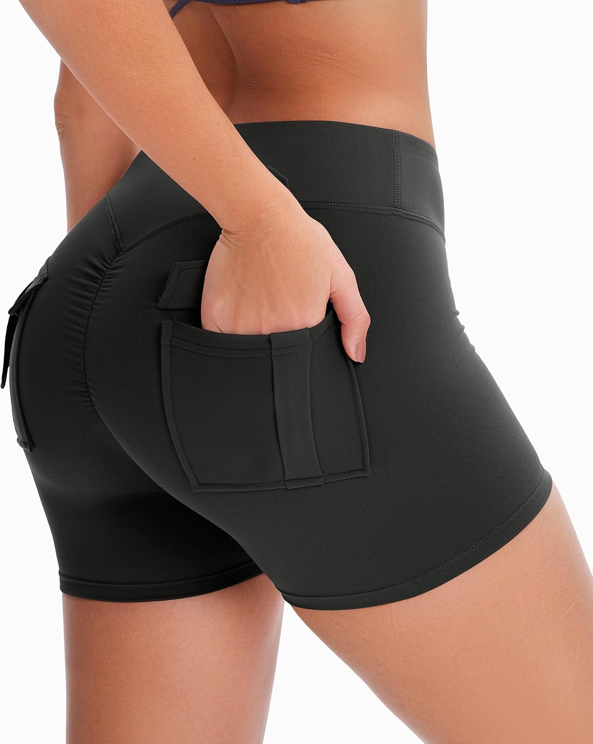 YOAKUKA Women Workout Shorts Scrunch with Pockets Butt Lifting Gym Yoga Workout Biker Cargo Shorts