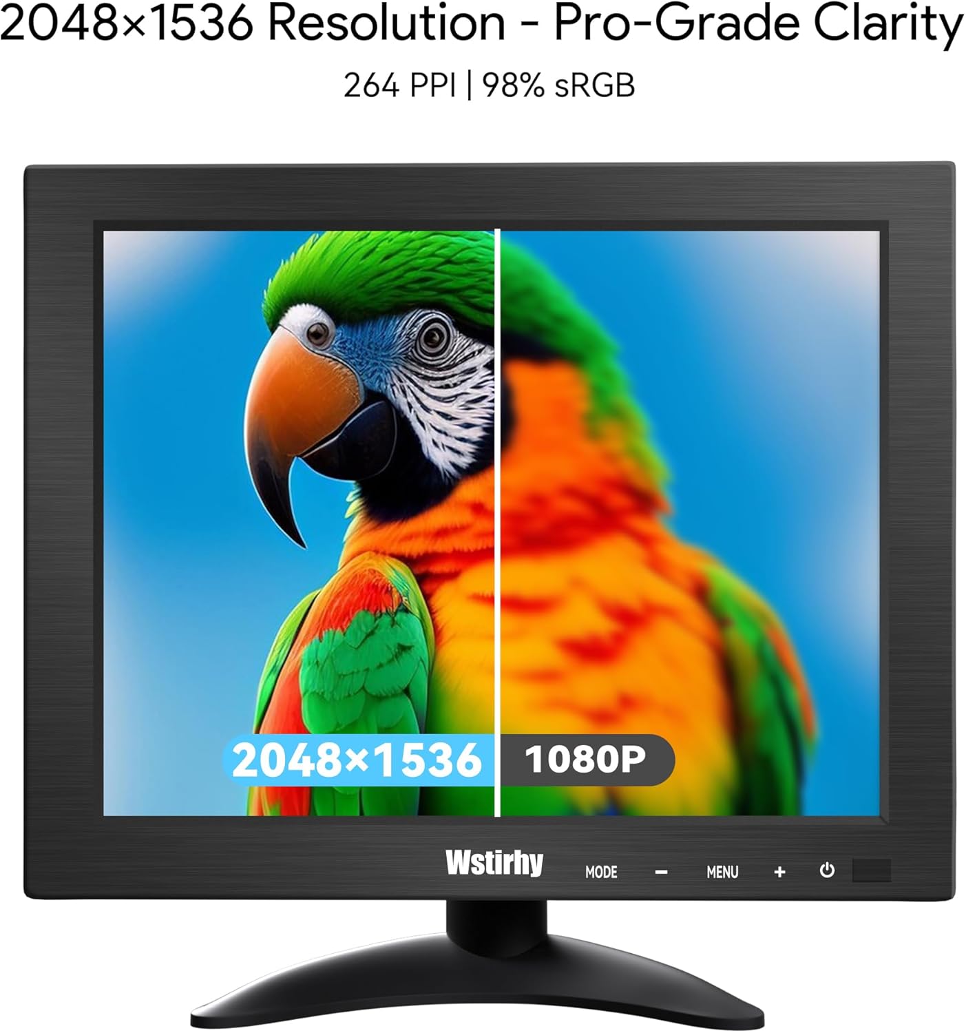 Wstirhy 9.7 Inch Small Monitor 2048x1536 IPS Display, 4:3 Second Screen, 440 Nit Brightness, Dual USB-C & HDMI, Built-in Speakers, VESA Mountable, External Monitor for Laptop PC Phone RasPi - Image 3