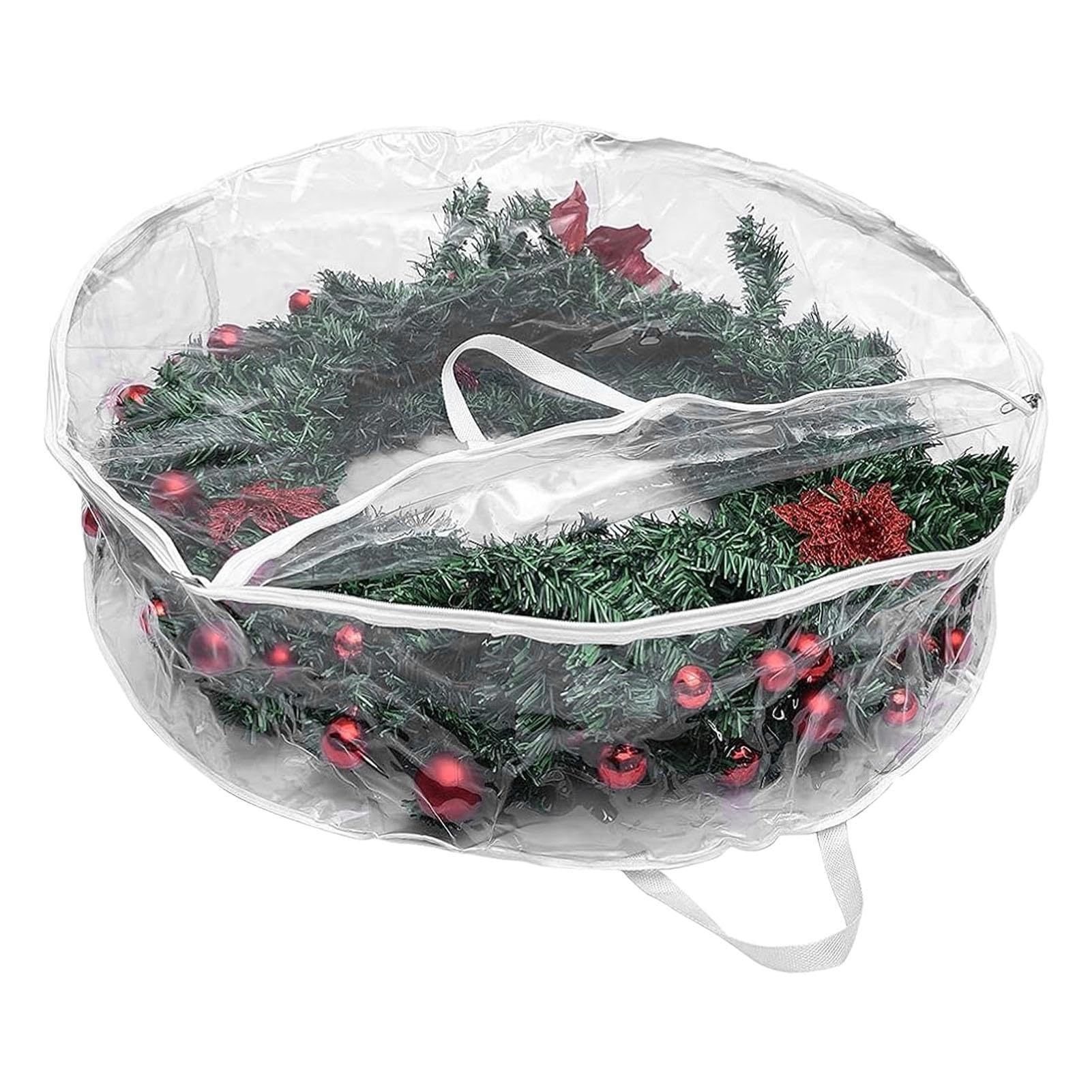Custodia trasparente per ghirlande | Borsa portaoggetti per ghirlande con | cerniera | Custodia decorativa trasparente con doppia cerniera per decorazioni di Halloween