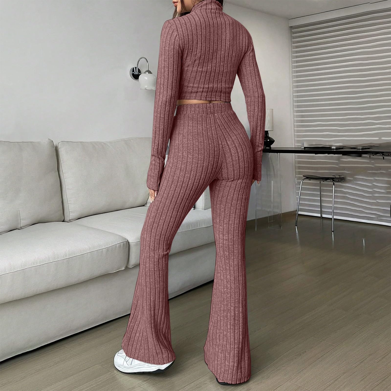 Set da donna in due pezzi, elegante, tuta sportiva da donna, 2 pezzi | felpa corta con cappuccio a costine e chiusura lampo, slim fit, tuta da jogging, pantaloni per il tempo libero, tuta sportiva