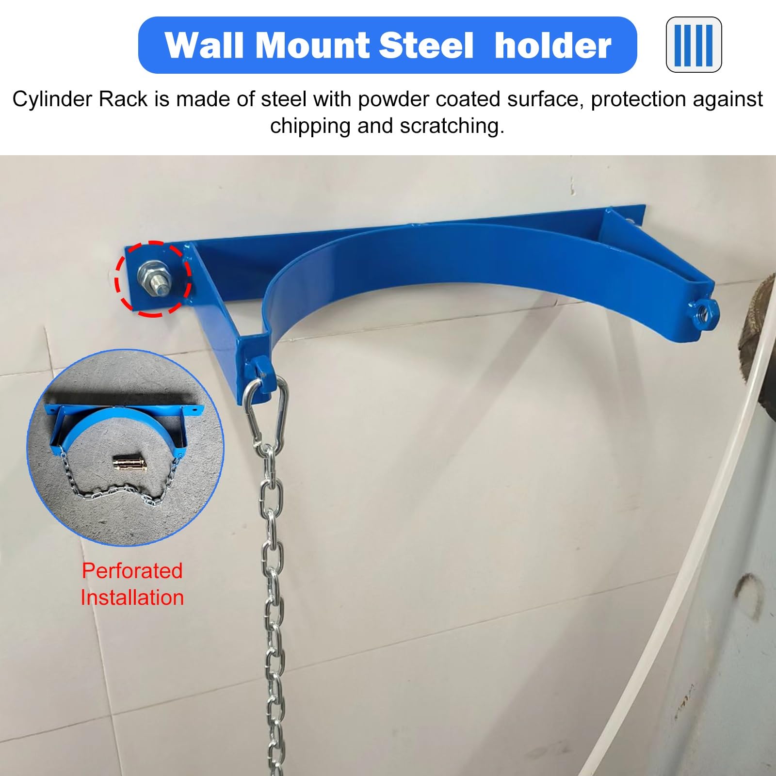 1 2 3 4 5 Piece Wall Mounted Oxygen Tank Holder, Gas Cylinder Bracket with Screws for 9-4/5