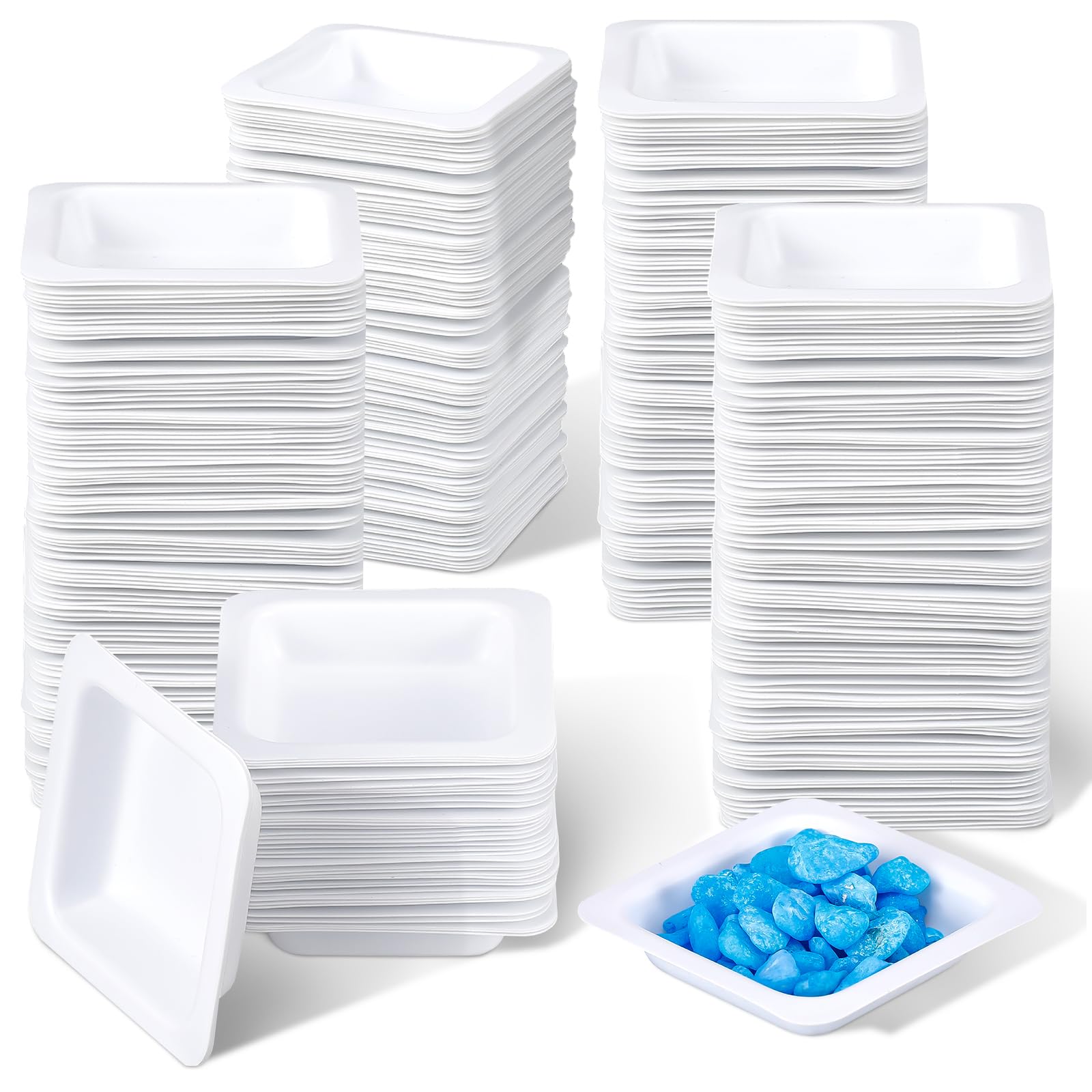 200 Pcs Weigh Boats Small 7 ml Plastic Disposable Trays for Scale Plastic Square Weighing Boats Mini Pour Boat Tray Powder Weight, Epoxy, Food Samples-image-1