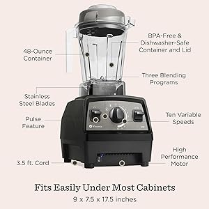 Vitamix Propel Series 510 Blender with Three Blending Programs, Professional-Grade Blender for Smoothies and More, Stainless-Steel Blades, Self-Cleaning Kitchen Appliance, 48 Oz Container, Slate