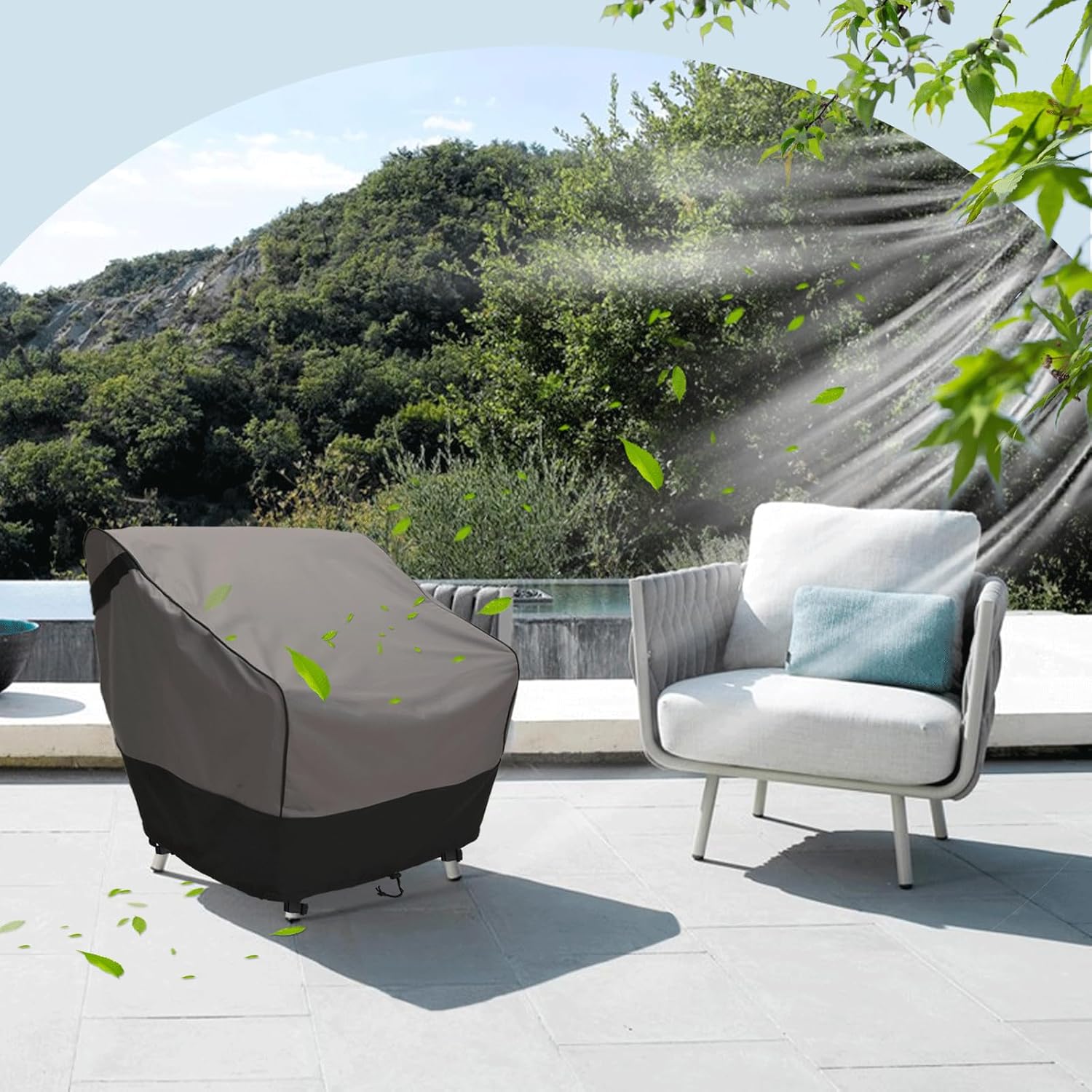 FORSPARK Patio Chair Covers Waterproof, Heavy-Duty Outdoor Furniture Covers 2-Pack, UV-Resistant Protection for Lawn Chair, Fits up to 33W x 34D x 31H, Grey
