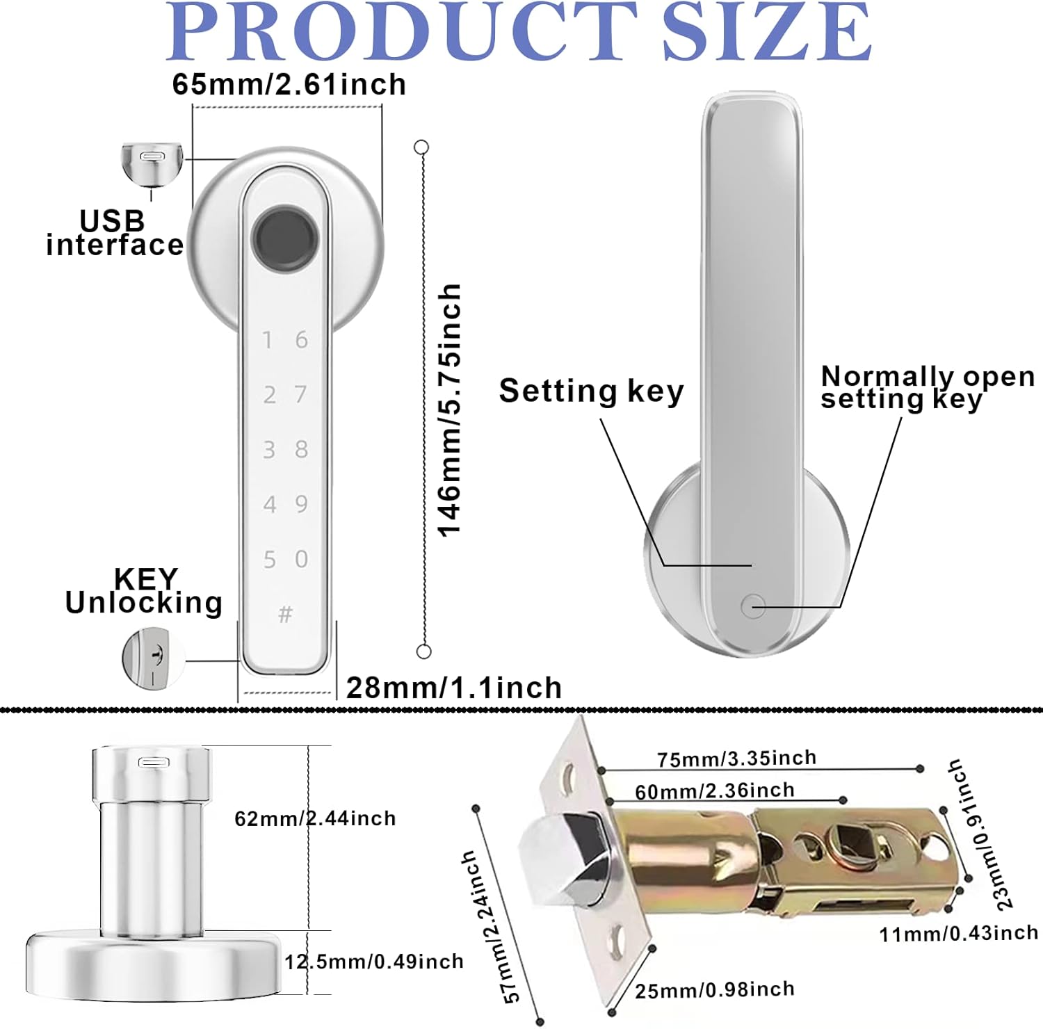 Smart Fingerprint Door Lock, Keyless Entry Door Lock with APP - Cards - Backup Key - Fingerprints - Codes, Biometric Door Lock for Bedroom Hotel Office Apartment and More