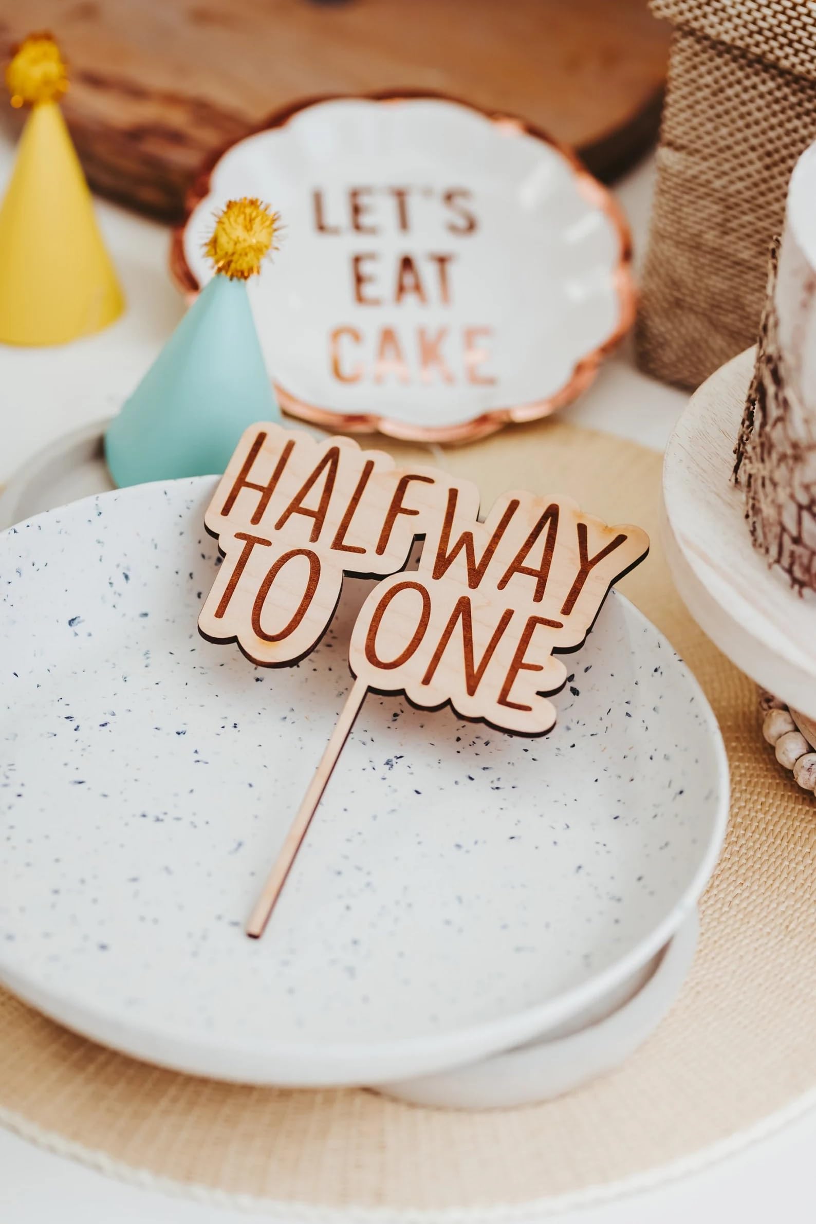 Halfway To One Wooden Cake Topper - 6 Month Half Birthday Decor For Baby Boy Or Girl First Birthday Party - View #8