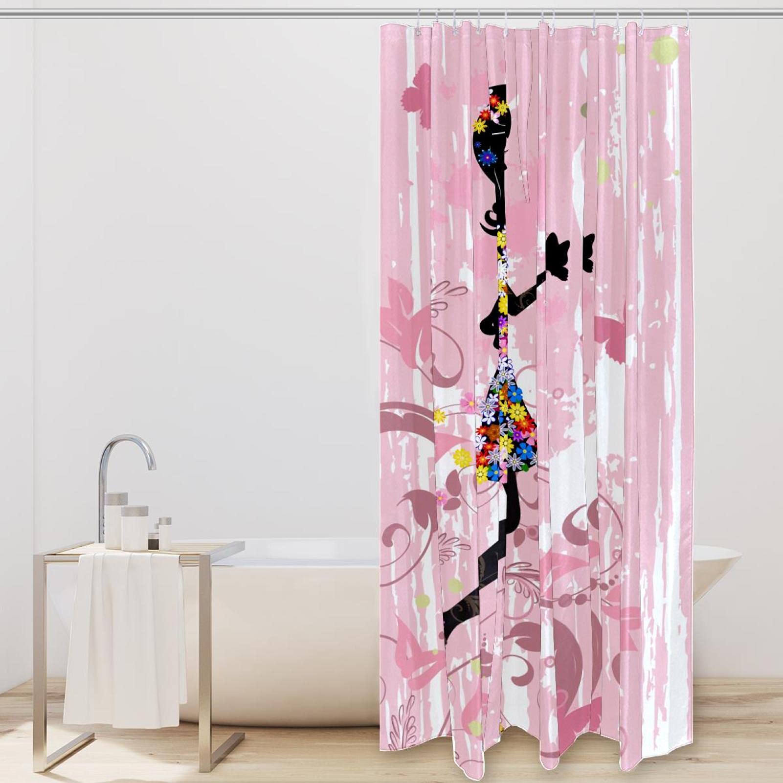 Duschvorhang Mit Herz-Muster – Wasserdicht, 183x183 Cm, Rosa, Inkl. 12 Haken