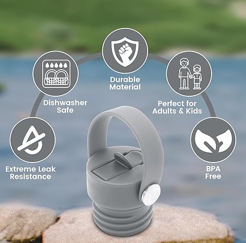 Miniatura 5 de KuLM Outdoors Tapa abatible de repuesto de boca estándar para Hydro Flask, Simple Modern Ascent, Classic Klean Kanteen. (Gris 2)