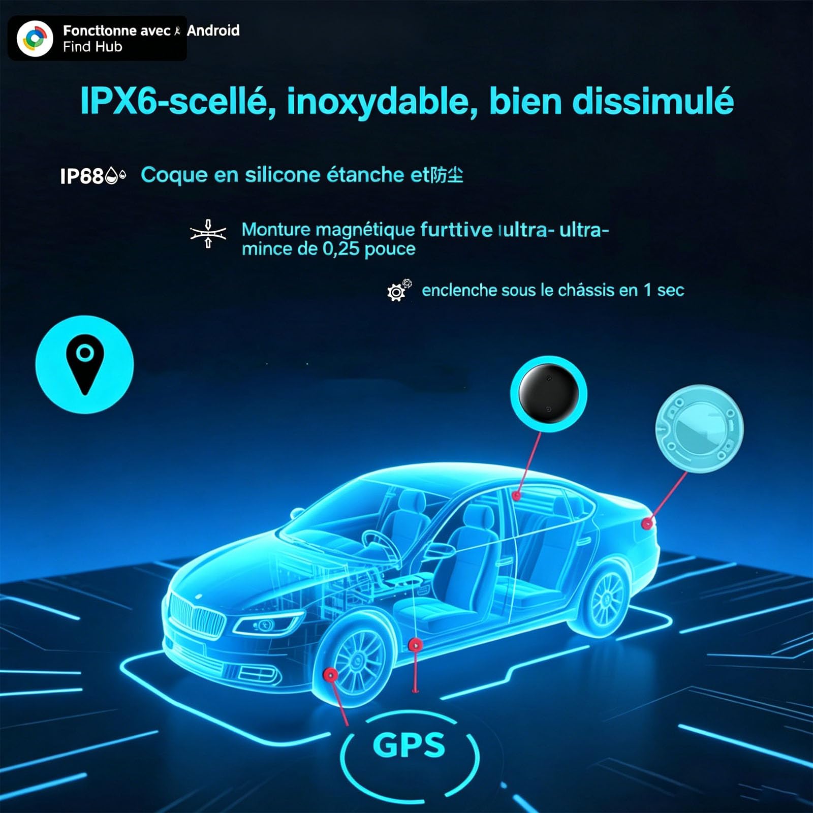 Vitivie Tracer GPS, Vitivie GPS GP90 Tracker Bluetooth Anti-Perte, Traceur Intelligent pour Clés Animaux Et Portefeuilles - Compatible avec L'application Find My D' Apple/Android (Noir)