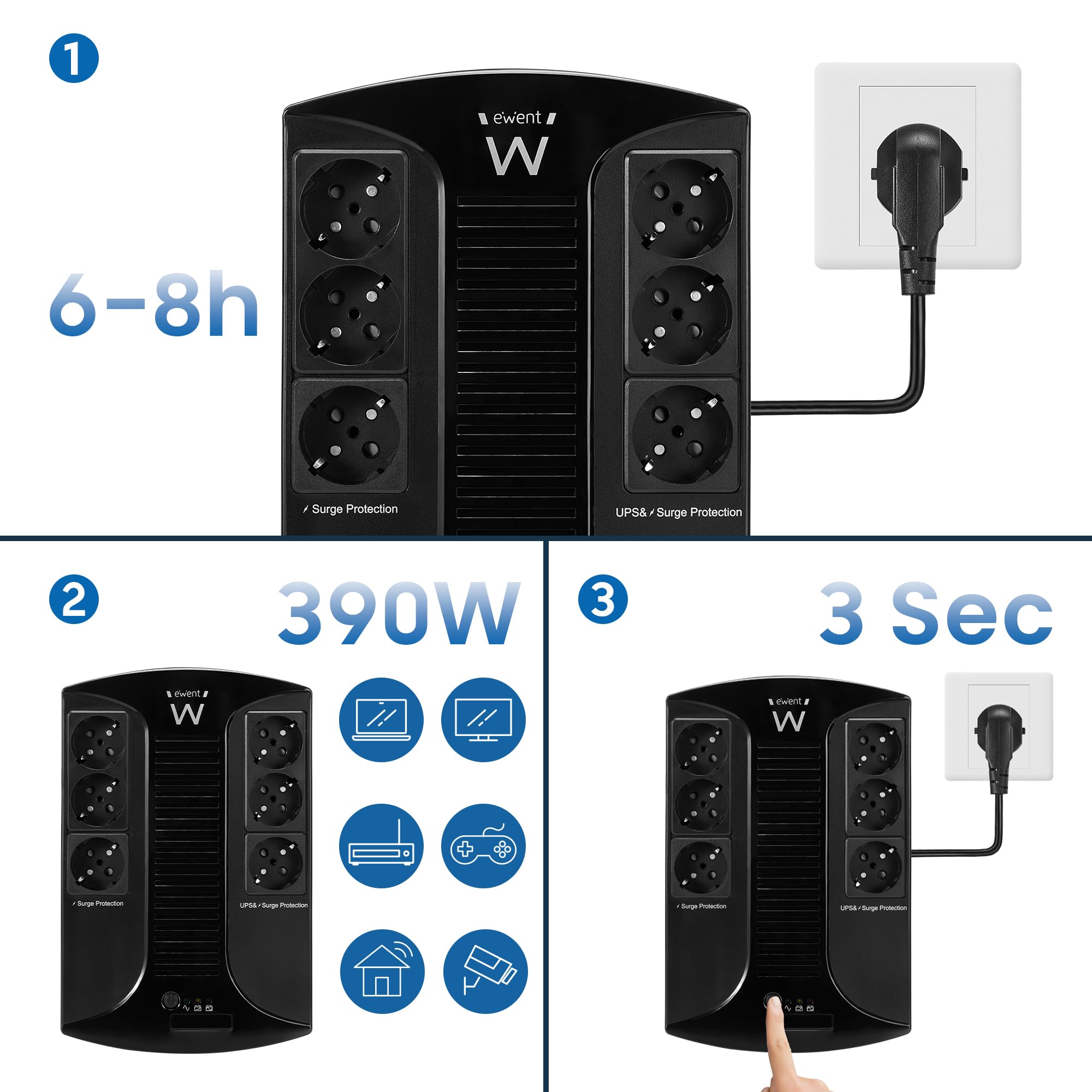 Ewent EW3945 gruppo di continuità (UPS) 600 VA 1 presa(e) AC A linea interattiva