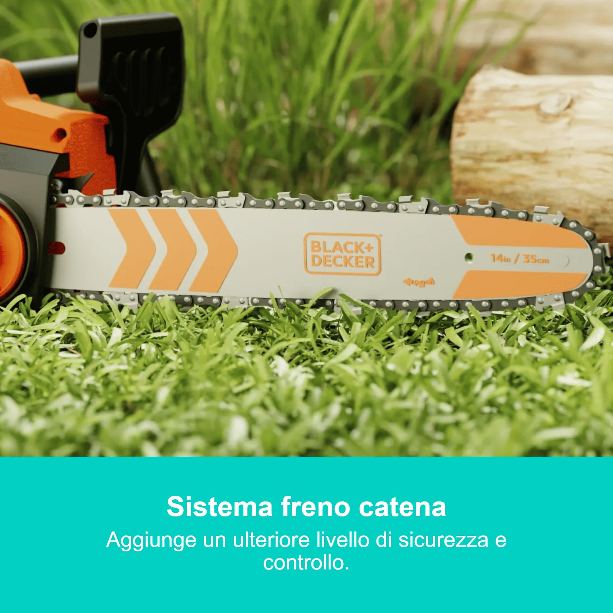 BLACK+DECKER Motosega elettrica con filo da 1800W, 35cm, con freno catena, BECS1835-QS