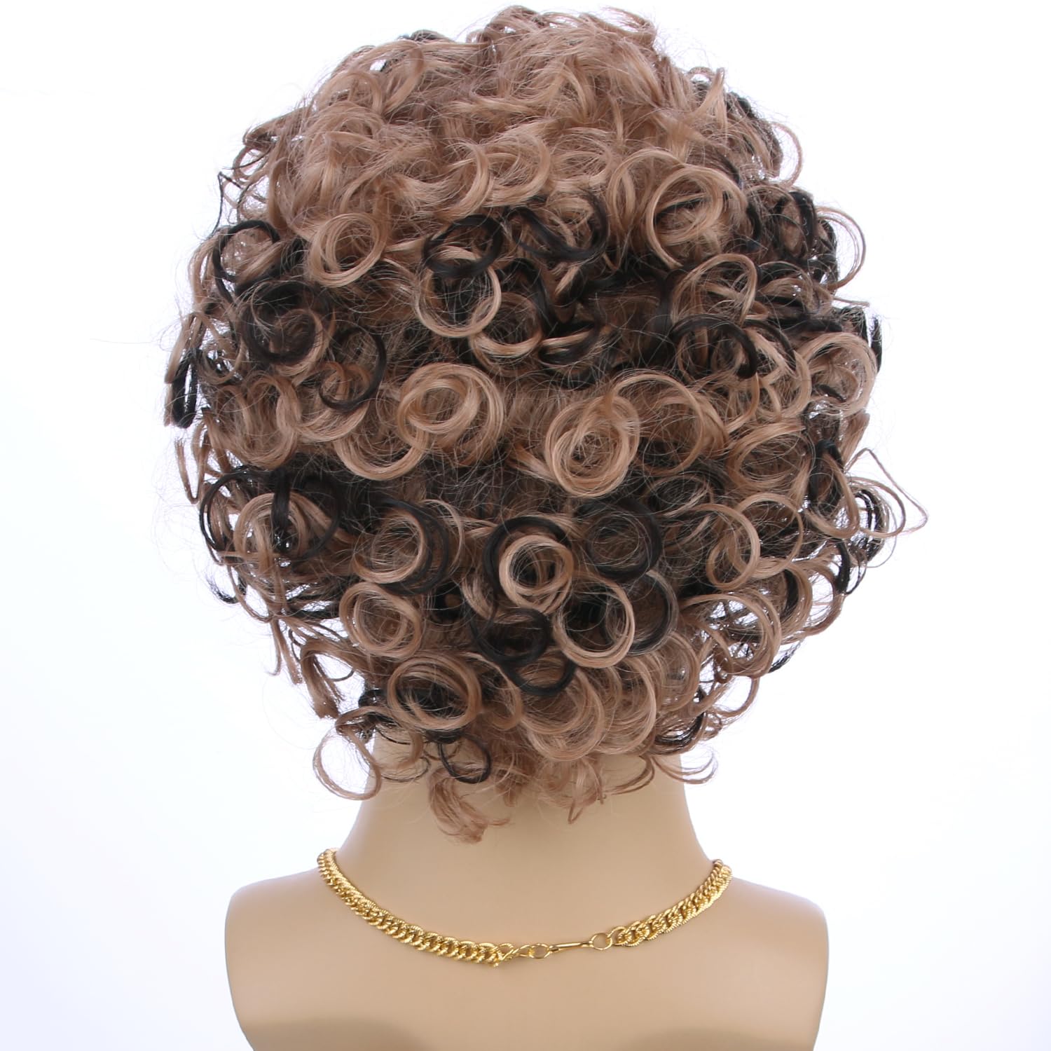 Disco Blonde Mixed Brown Wig Short Curly Blonde Brown Afro Wig Boys 70'S Costumes Synthetic hair Wigs for Halloween Party - Image 4