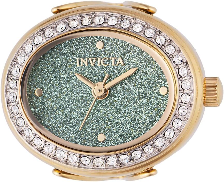 Invicta Mini Ring Watch Lady 24mm Stainless Steel Gold Green dial PC11 Quartz