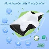 HOMCA Neck Pillow, 2 in 1 Ergonomic Memory Foam Orthopedic Cushion Pillow for Head/Neck/Shoulder Support, Relaxation and Stress Relief, 60 x 40 x 11/13 cm, Black - 8