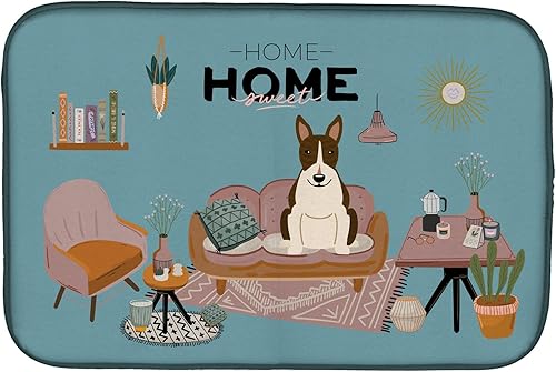 Miniatura 557 de Caroline's Treasures CK7824DDM - Tapete absorbente para secado de platos con diseño de bulldog inglés, rojo y blanco, para encimera de cocina, 14 x