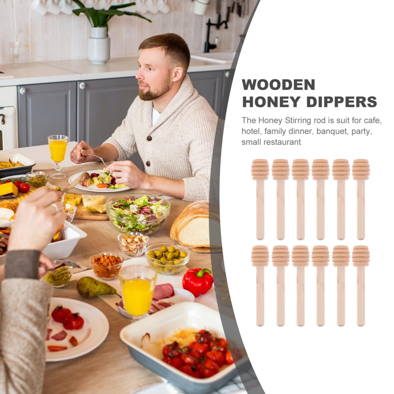 ASAKKURA 12pcs Wooden Sticks for Versatile Stirrer for Milk Tea Jam and More and Easy to Clean