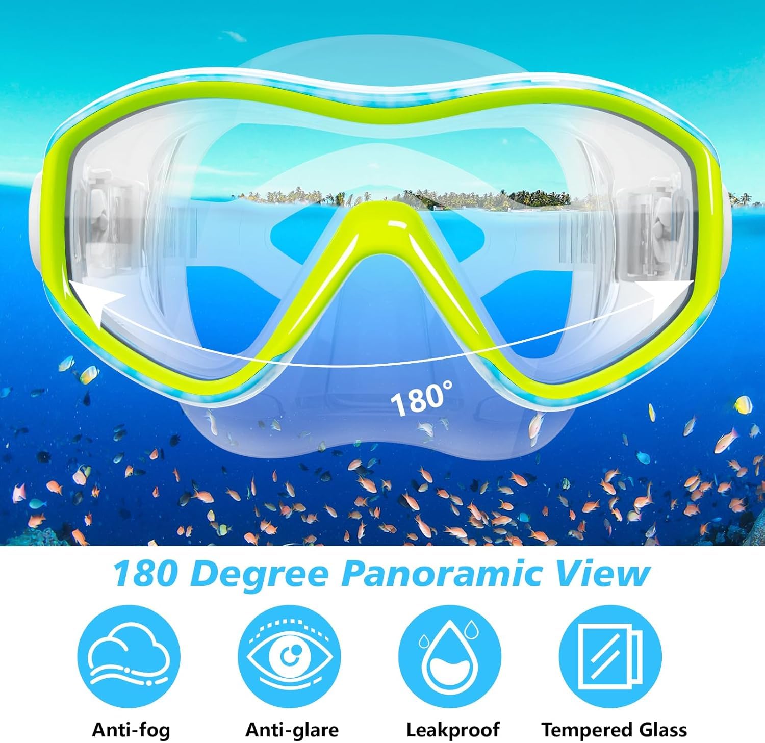 GoseWave Schnorchelausrüstung für Kinder, Kinder Schnorchelset für Alter 5-15, Anti-Beschlag-Tauchmaske und Dry Top Schnorchel-Set, Unisex-Schwimmbrille mit Nasenabdeckung