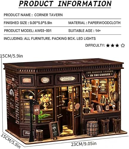 Miniatura 8 de Roroom Kit de casa de muñecas en miniatura y muebles, modelo de casa de muñecas de madera 3D con cubierta a prueba de polvo y LED, idea creativa de