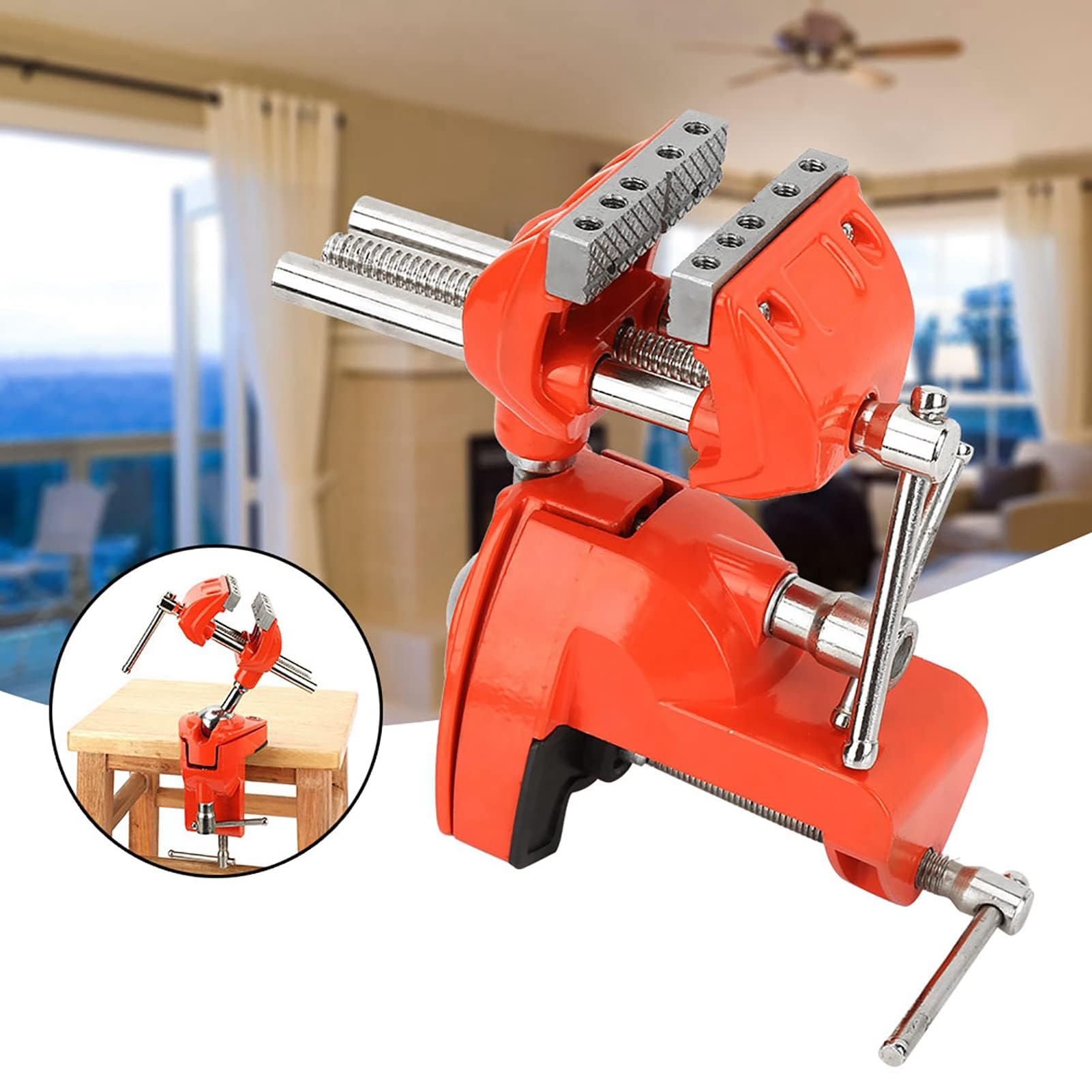 Tornillo de Banco Giratorio para Mesa, Mini Prensa de Banco con Base Giratoria 360°, 70 mm, para Carpintería y Banco de Trabajo