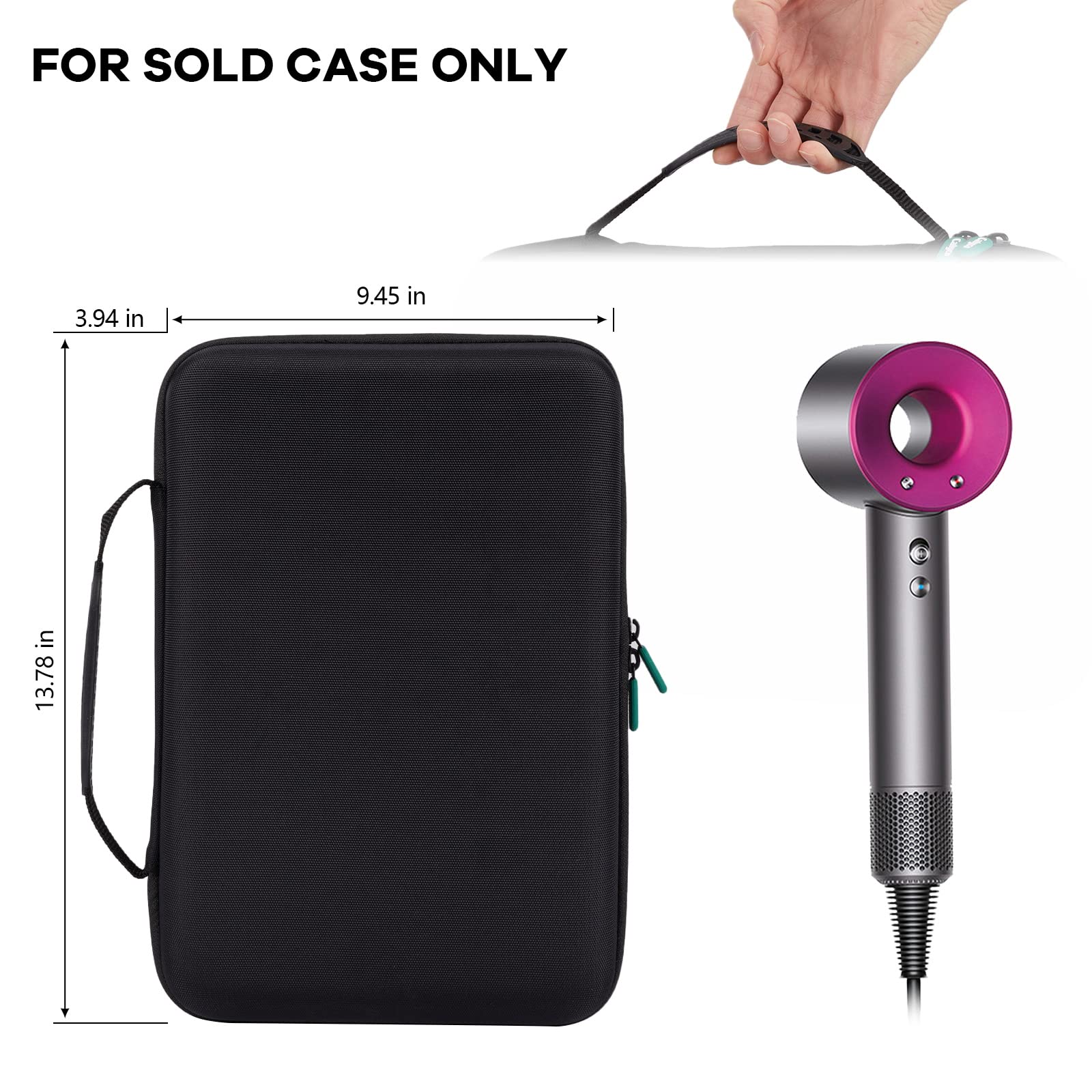 Estuche para secador de pelo Dyson Supersonic, portátil, estuche de almacenamiento duro de viaje con espacio de almacenamiento adicional para accesorios (solo funda) 4