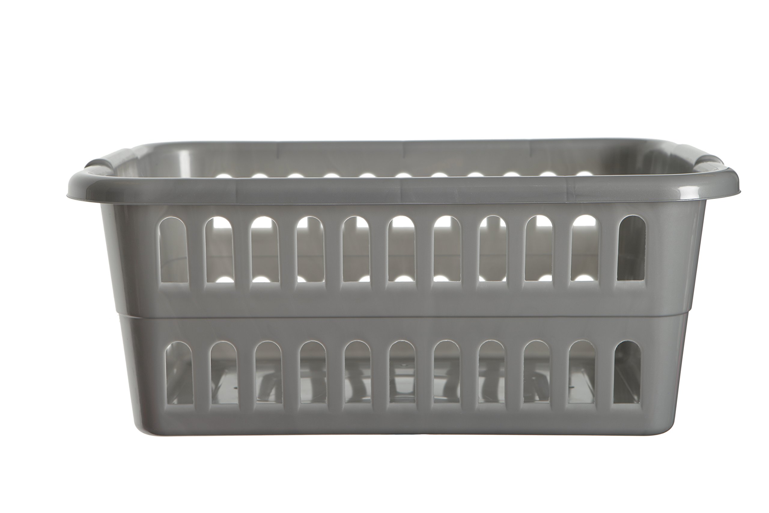 Whitefurze Rectangular Laundry Basket, Silver, 59 cm