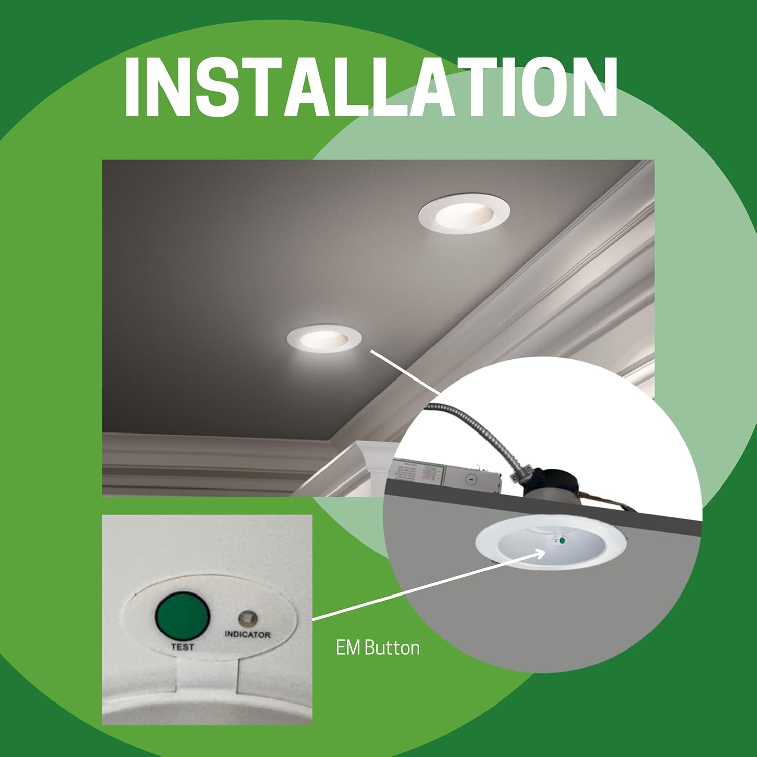 E2 LIGHTING 8 Inch Recessed Lights, LED Recessed Emergency Light, Commercial Downlight, 3 CCT & Wattage Tunable (3000K/4000K/5000K, 12W/16W/22W), Dimmable Ceiling Light Fixture - 2 Pack