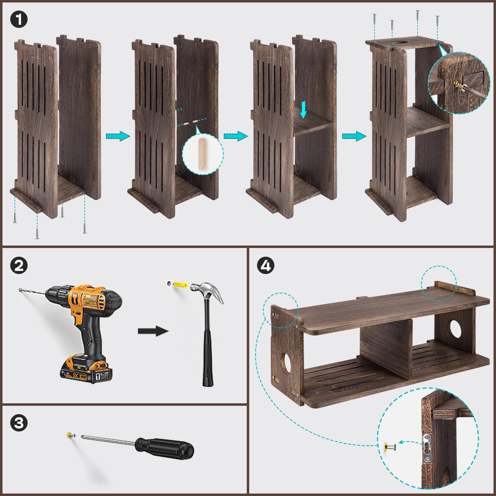 Schwimmende Regale Projektorregal Rack tv Wandhalterung Halter Ständer WiFi Router Aufbewahrungsbox Modem Kabelbox Abdeckung Hider für Xbox DVD Player Spiele Konsolen