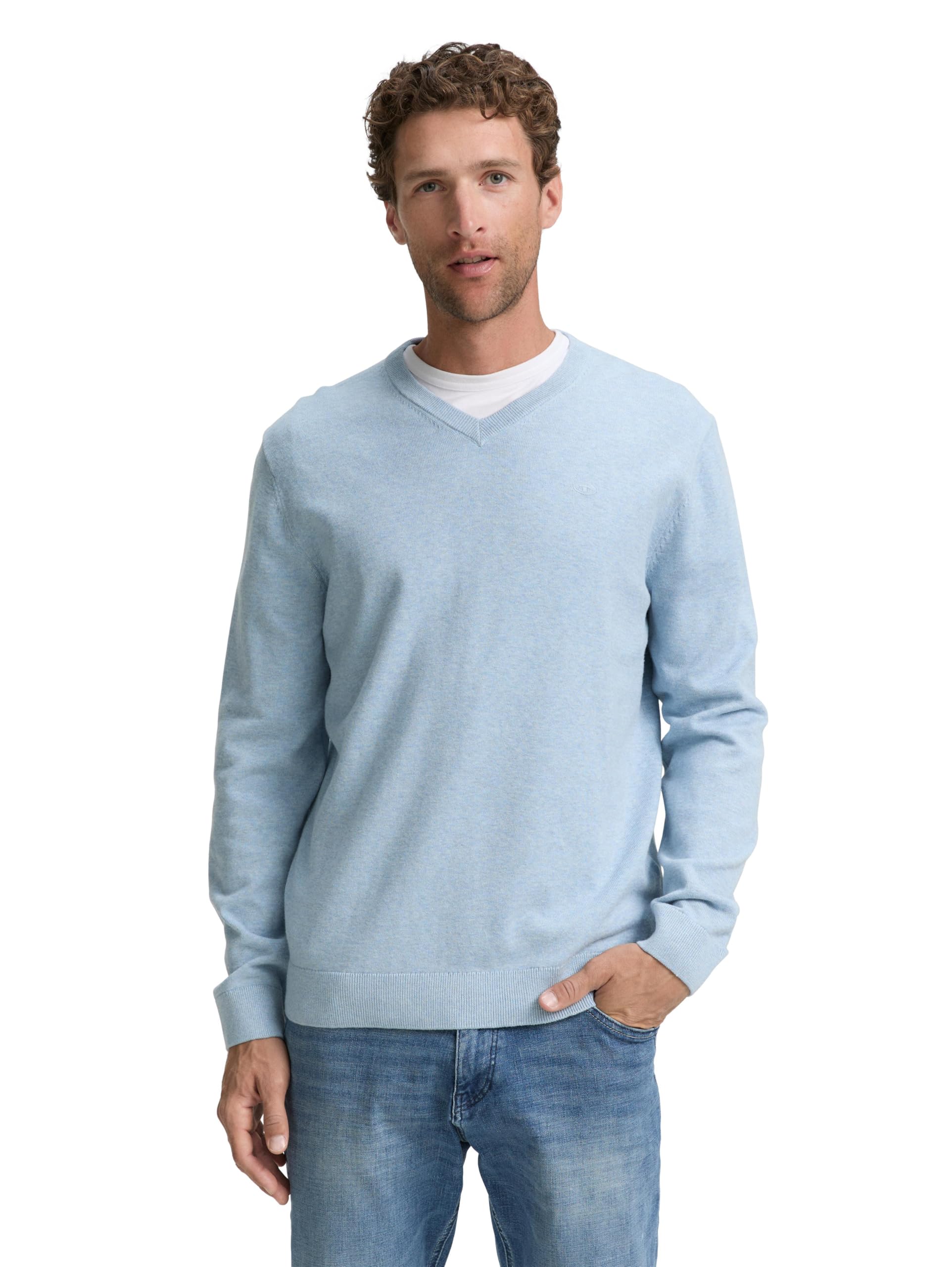 Tom Tailor Men's 38676 - Light Metal Blue Melange Jumper, L