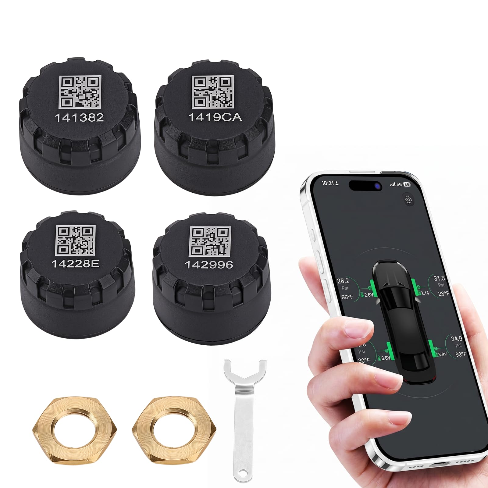 TPMS Reifendruckkontrollsystem mit Externen Sensoren, 4 Stück